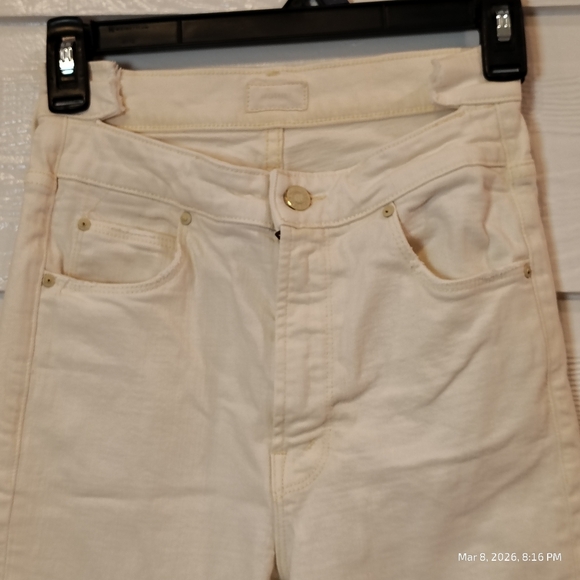 MOTHER The Dazzler Shift Jeans Women 25 Act Natural Made in USA Designer WHITE - Picture 4 of 12
